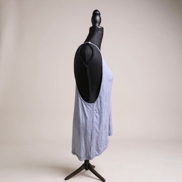 Free People Amelia Distressed Tank Top Purple Size L – Boho Slouchy Sleeveless - Picture 5 of 6